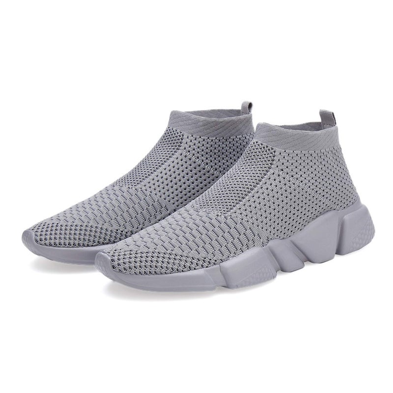Casbeam Men's Running Knit Comfortable Lightweight Breathable Casual Sports Shoes Fashion Sneakers Slip-On Walking Shoes All Gray Size 10 - Image 1